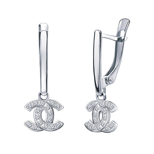 Серьги из белого золота с фианитами Ювелирное изделие - Серьги из белого золота с фианитами в магазине Best-Gold 032925