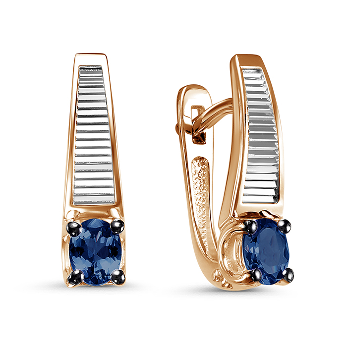 Серьги из красного золота с сапфирами Ювелирное изделие - Серьги из красного золота с сапфирами в магазине Best-Gold 155438