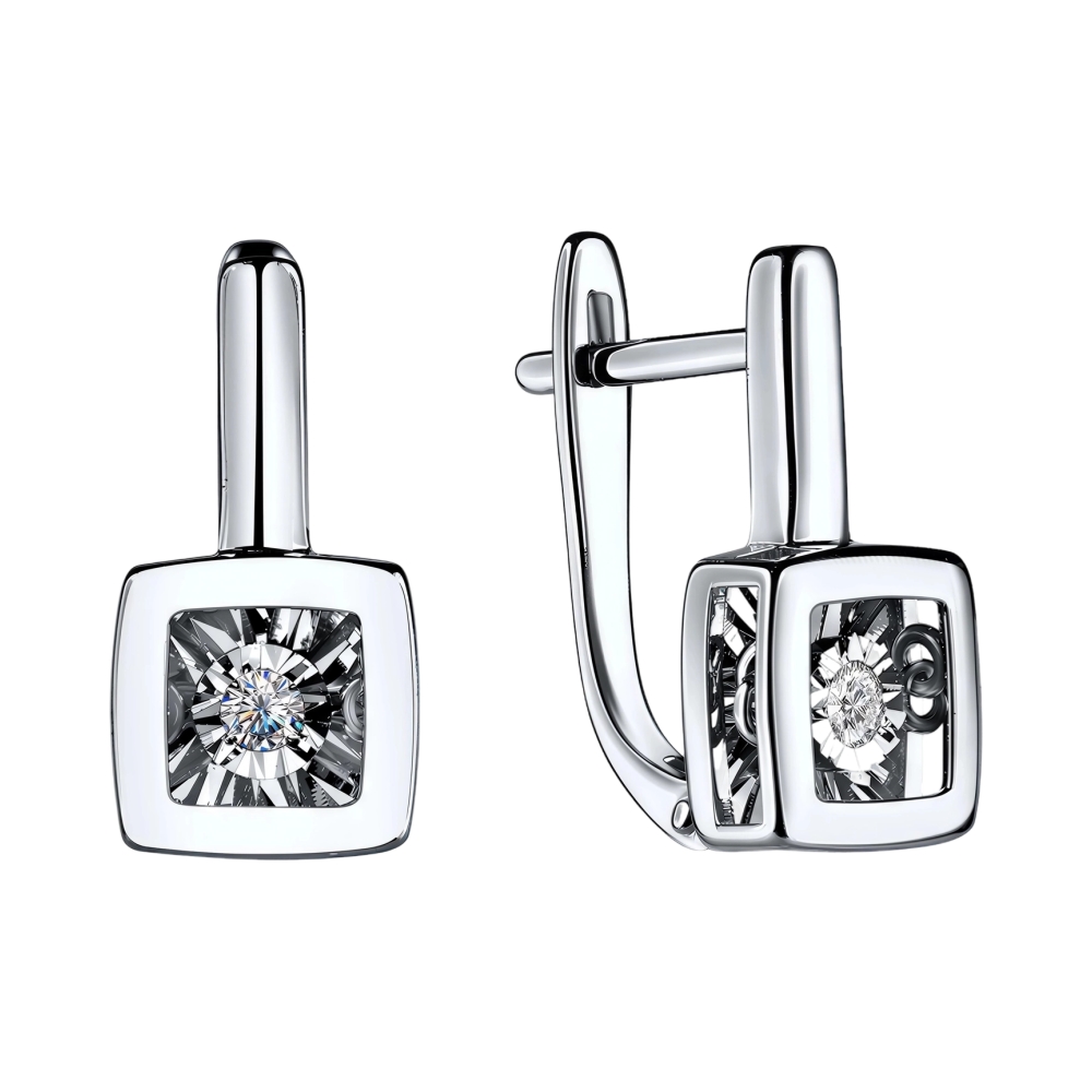 Ювелирное изделие - Серьги из белого золота с бриллиантами в магазине Best-Gold 157308