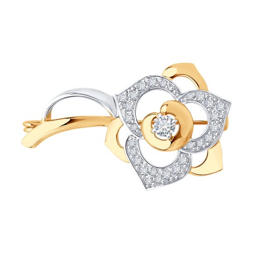 Брошь из красного золота с фианитами Ювелирное изделие - Брошь из красного золота с фианитами в магазине Best-Gold 145845