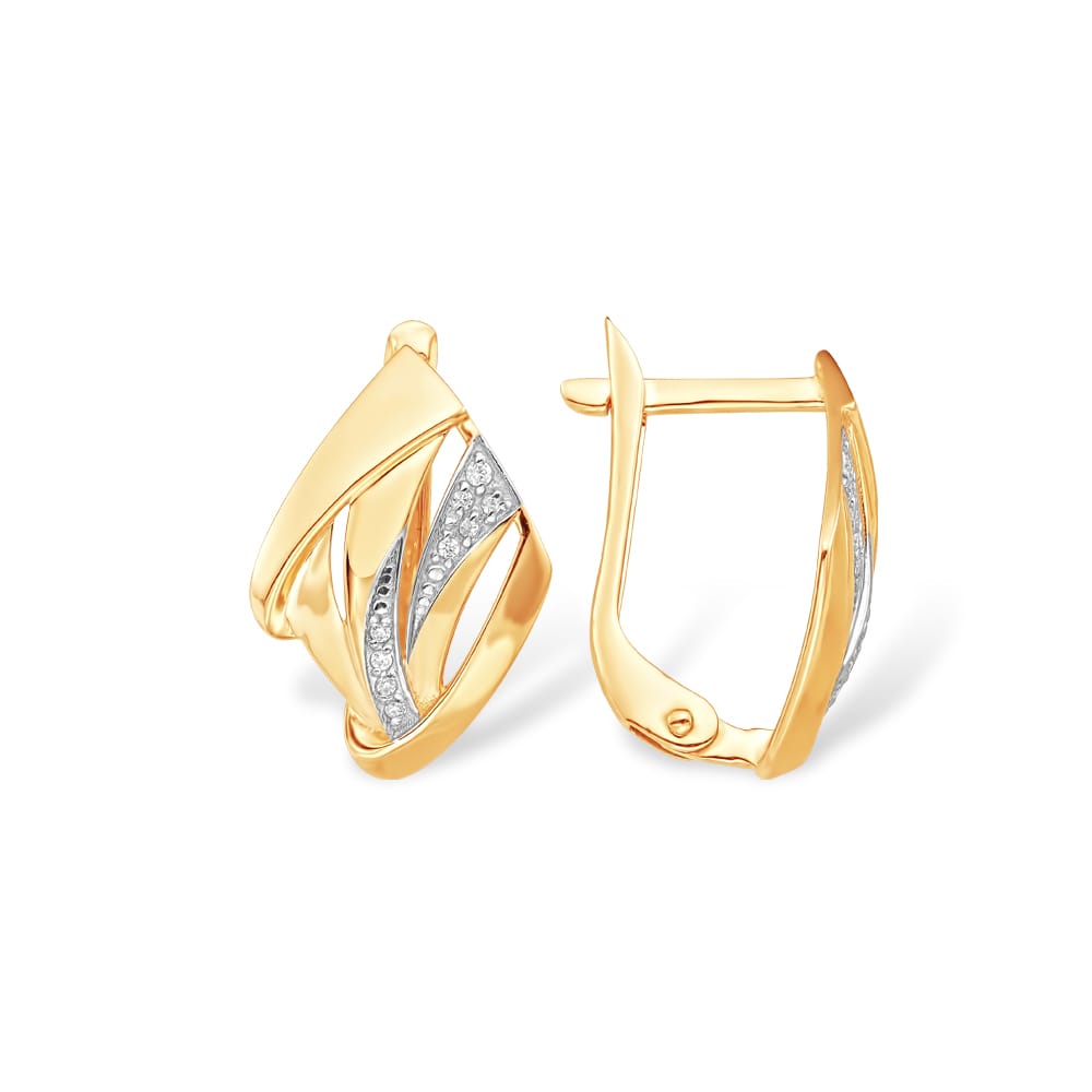 Серьги из красного золота с фианитами