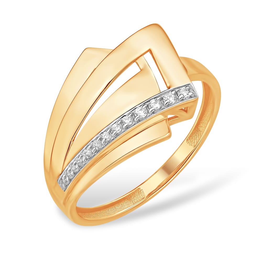 Кольцо из красного золота с фианитами