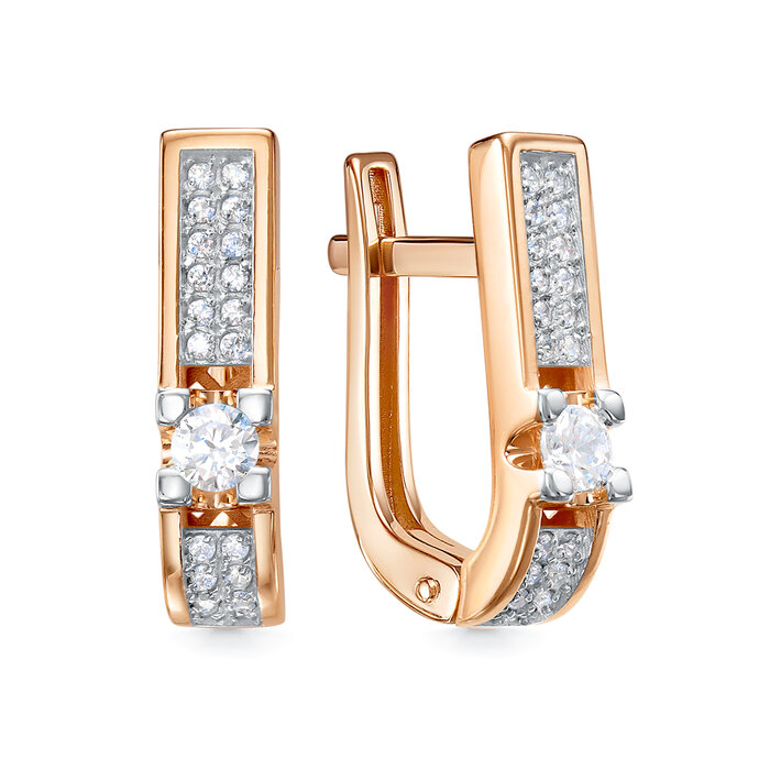 Серьги из красного золота с фианитами Ювелирное изделие - Серьги из красного золота с фианитами в магазине Best-Gold 149556