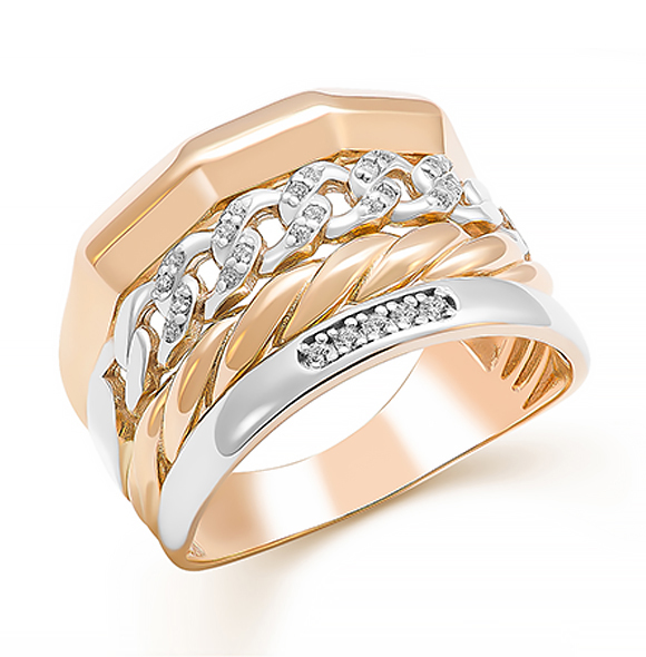 Кольцо из красного золота с фианитами