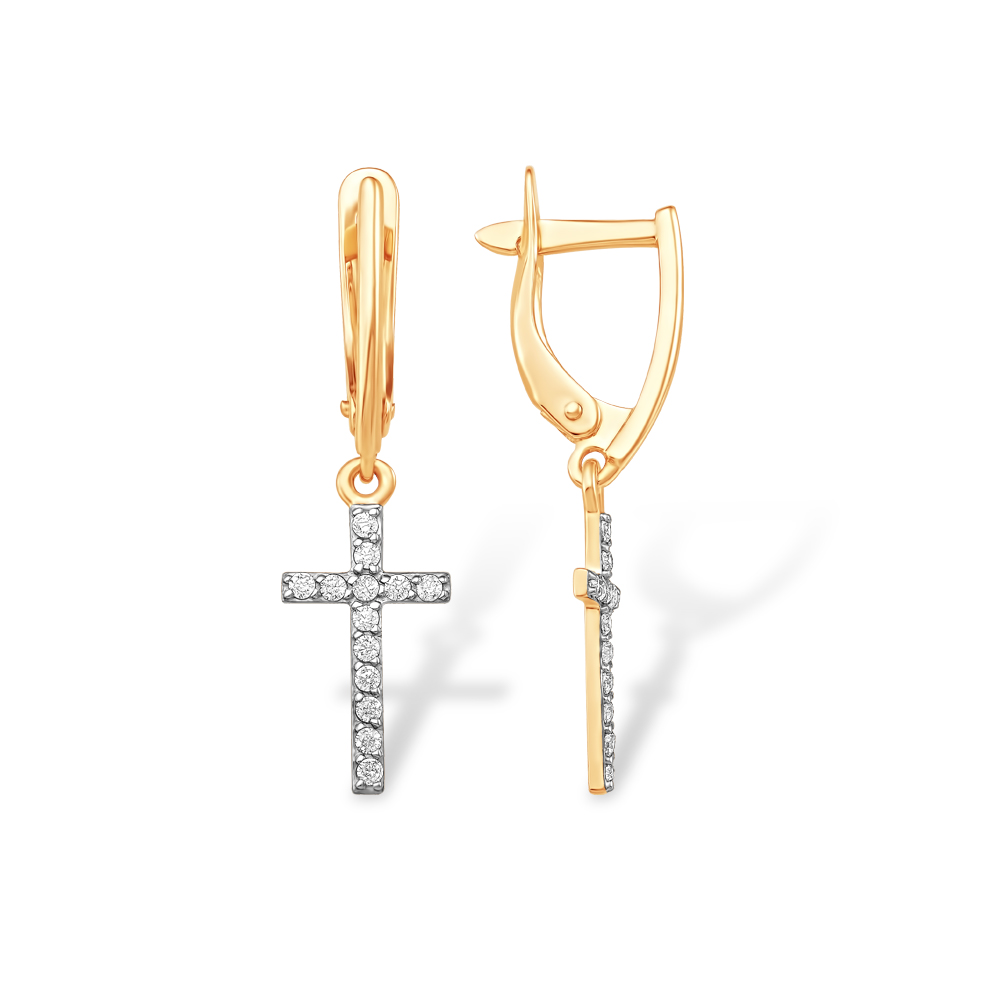 Серьги из красного золота с фианитами Ювелирное изделие - Серьги из красного золота с фианитами в магазине Best-Gold 140369