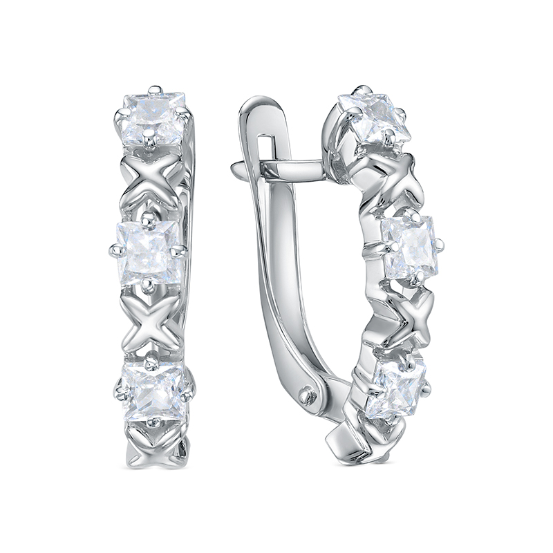 Серьги из белого золота с фианитами Ювелирное изделие - Серьги из белого золота с фианитами в магазине Best-Gold 140503