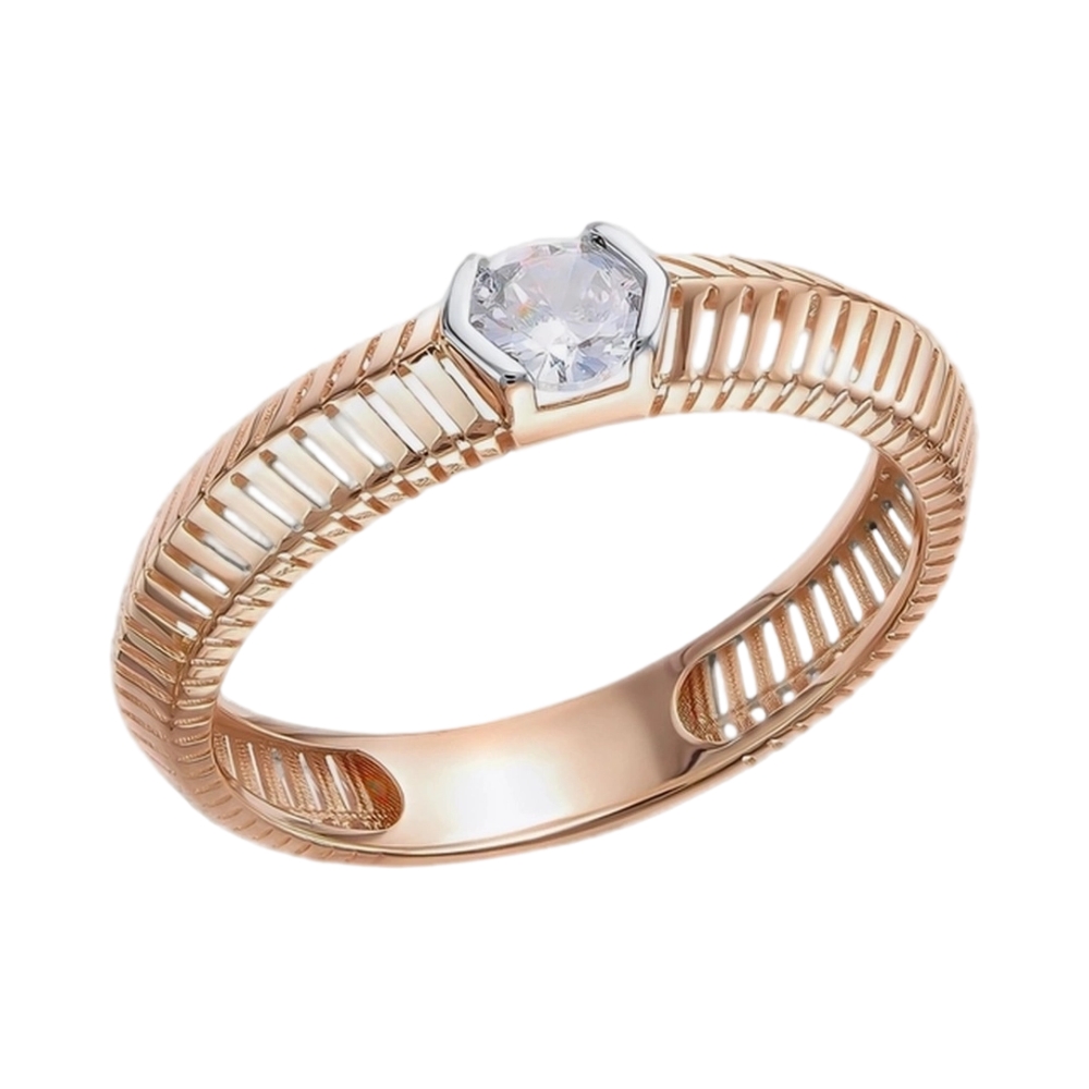 Кольцо из красного золота с бриллианитом