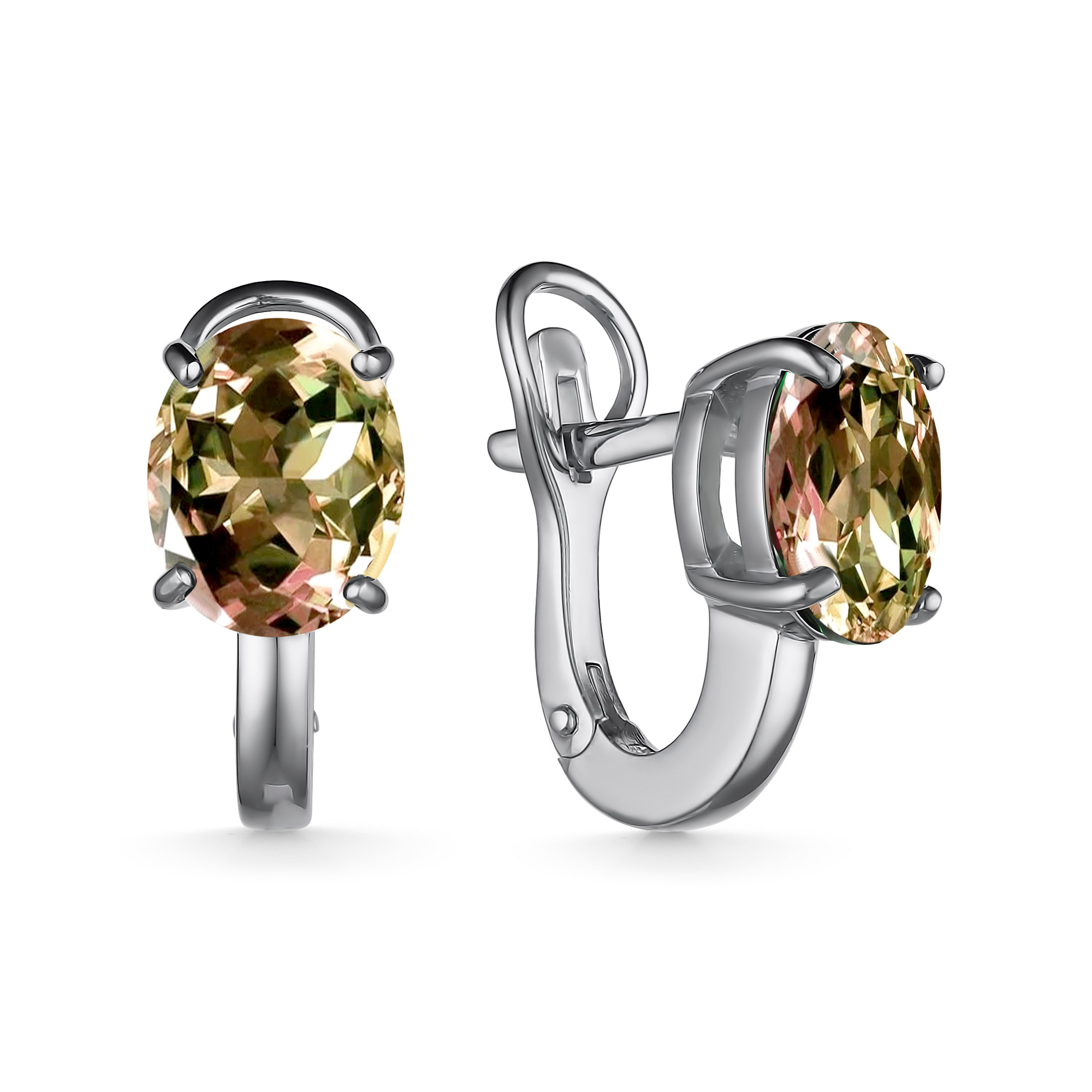 Серьги из серебра с искуственным султанитом Ювелирное изделие - Серьги из серебра с искуственным султанитом в магазине Best-Gold 126935