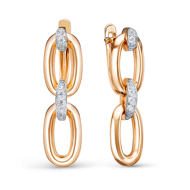 Серьги из красного золота с фианитами Ювелирное изделие - Серьги из красного золота с фианитами в магазине Best-Gold 124927