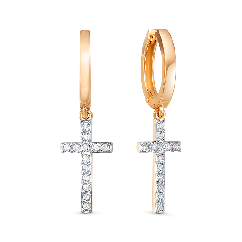 Серьги из красного золота с фианитами Ювелирное изделие - Серьги из красного золота с фианитами в магазине Best-Gold 116745