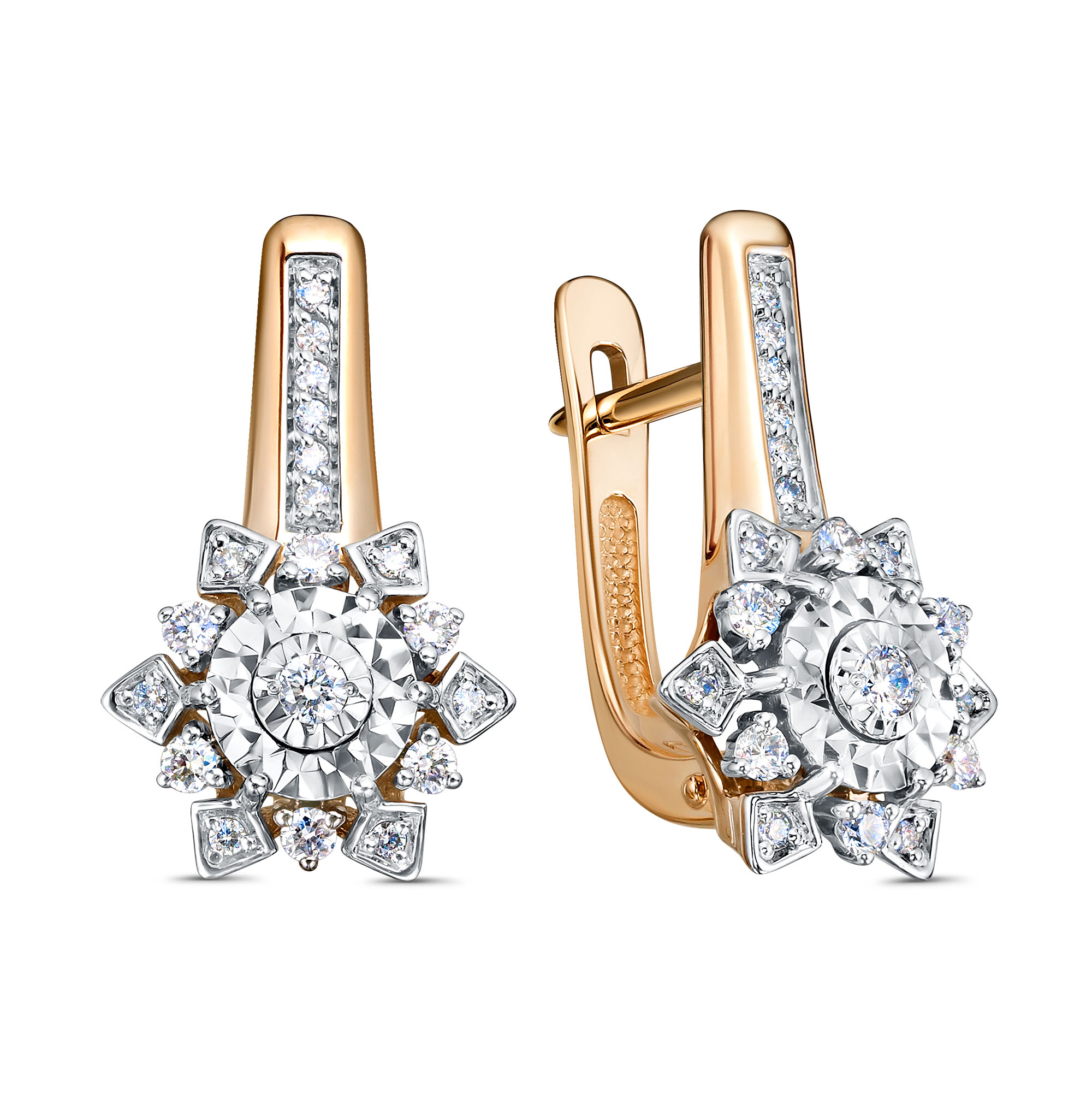 Серьги в красном золоте с бриллиантами Ювелирное изделие - Серьги в красном золоте с бриллиантами в магазине Best-Gold 141509