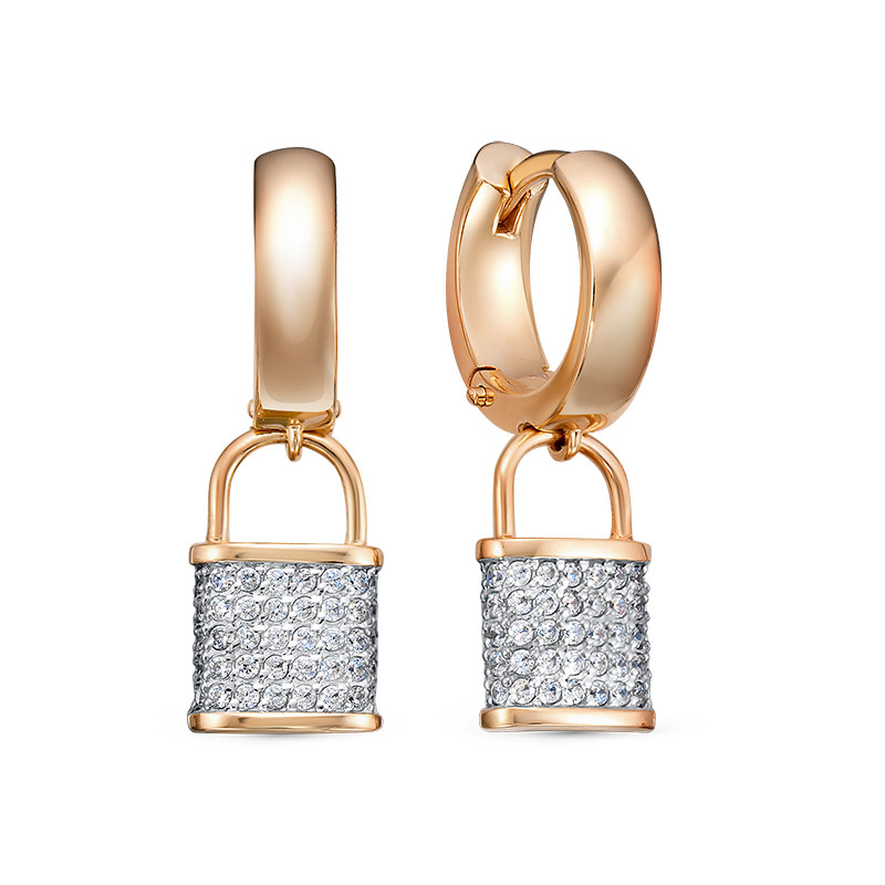 Ювелирное изделие - Серьги из красного золота с фианитами в магазине Best-Gold 031396