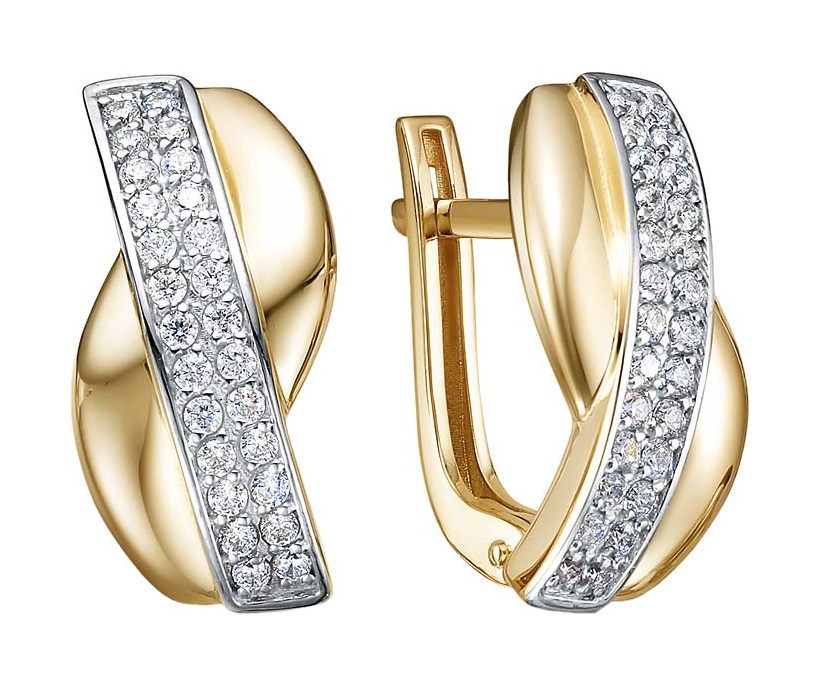 Серьги из жёлтого золота с фианитами Ювелирное изделие - Серьги из жёлтого золота с фианитами в магазине Best-Gold 034989