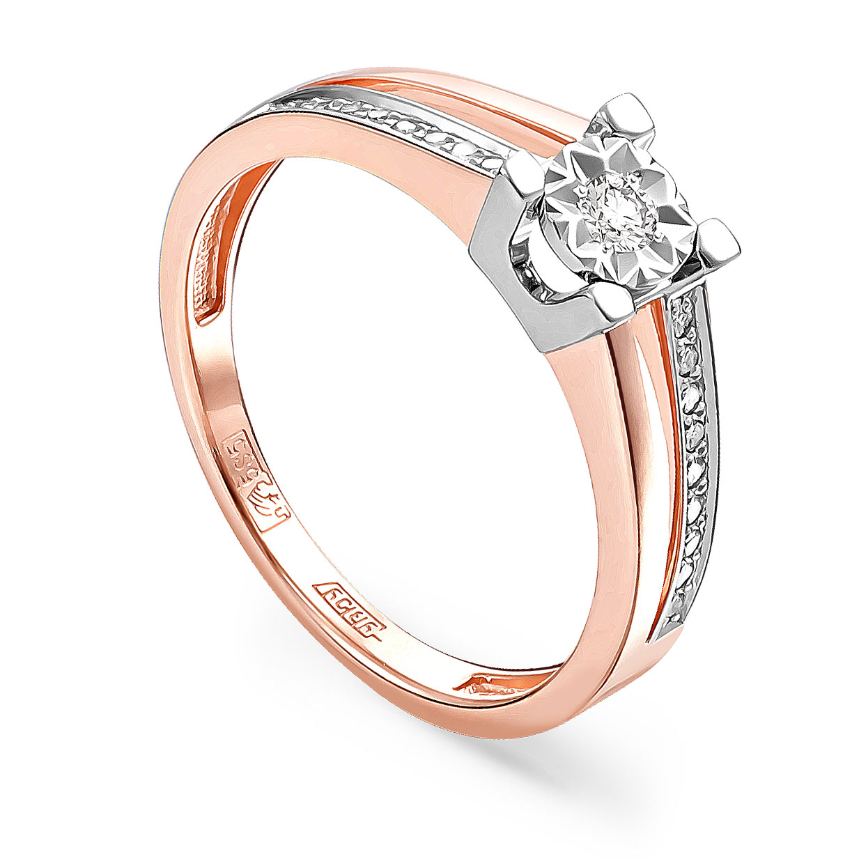 Ювелирное изделие - Кольцо из красного золота с бриллиантами в магазине Best-Gold 027555