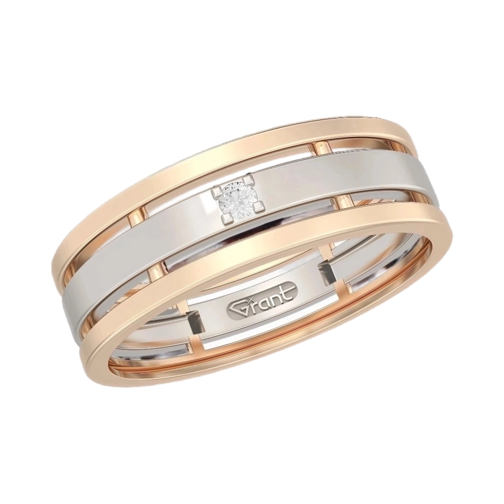 Обручальное кольцо из комбинированного золота с бриллиантом Ювелирное изделие - Обручальное кольцо из комбинированного золота с бриллиантом в магазине Best-Gold 155443