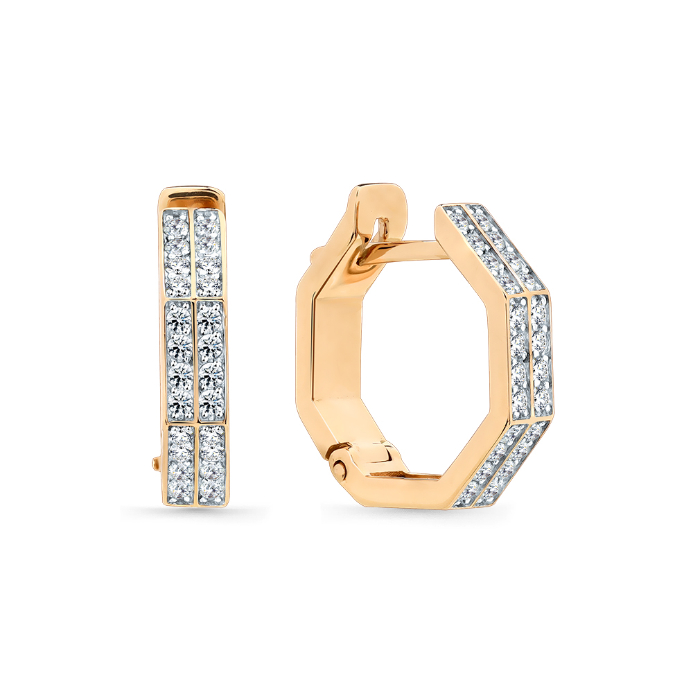 Ювелирное изделие - Серьги из красного золота с фианитами в магазине Best-Gold 149491