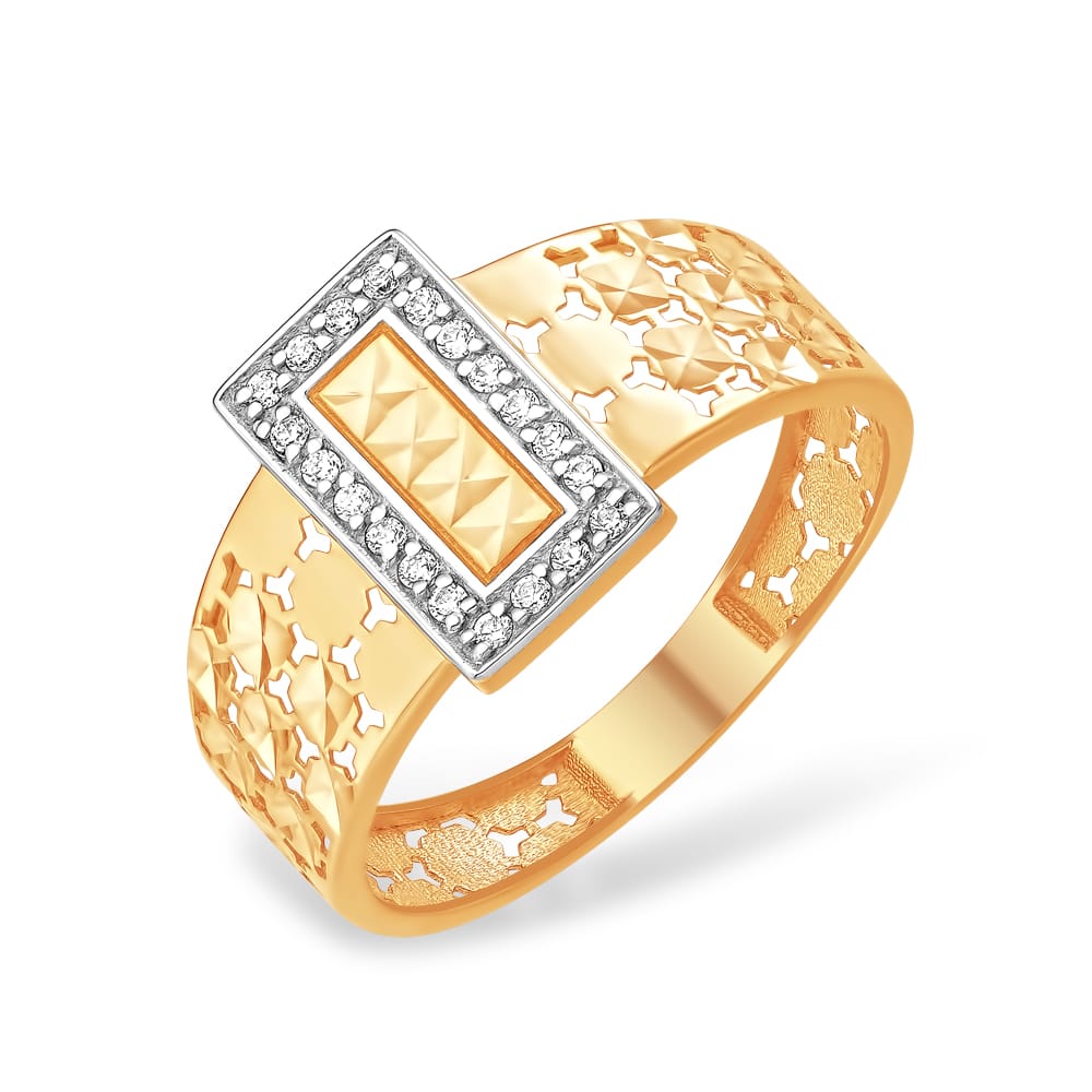 Кольцо из красного золота с фианитами