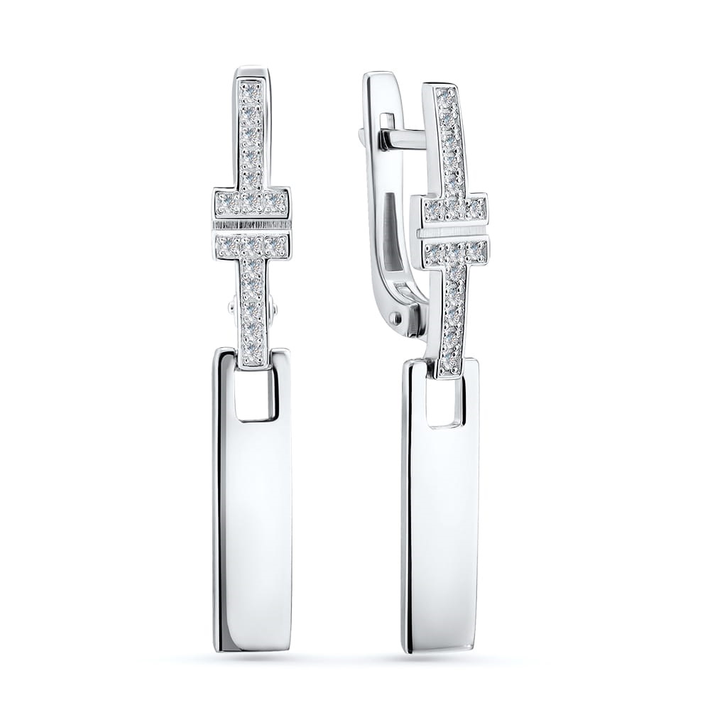 Серьги из серебра с фианитами Ювелирное изделие - Серьги из серебра с фианитами в магазине Best-Gold 107249