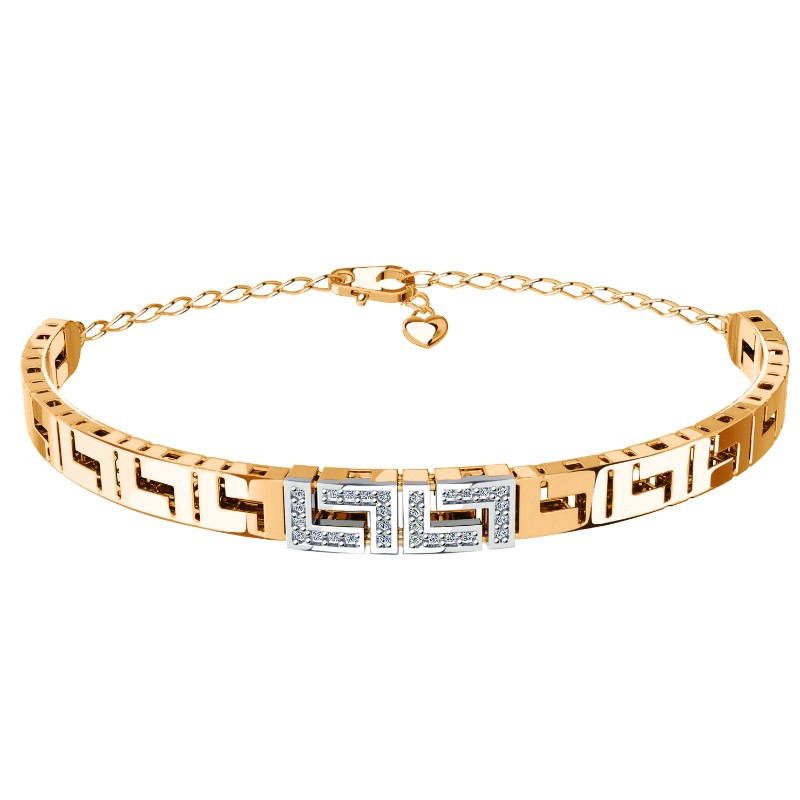 Браслет жёсткий из красного золота с фианитами Ювелирное изделие - Браслет жёсткий из красного золота с фианитами в магазине Best-Gold 033960