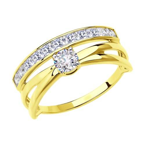 Ювелирное изделие - Кольцо из жёлтого золота с фианитами в магазине Best-Gold 048763