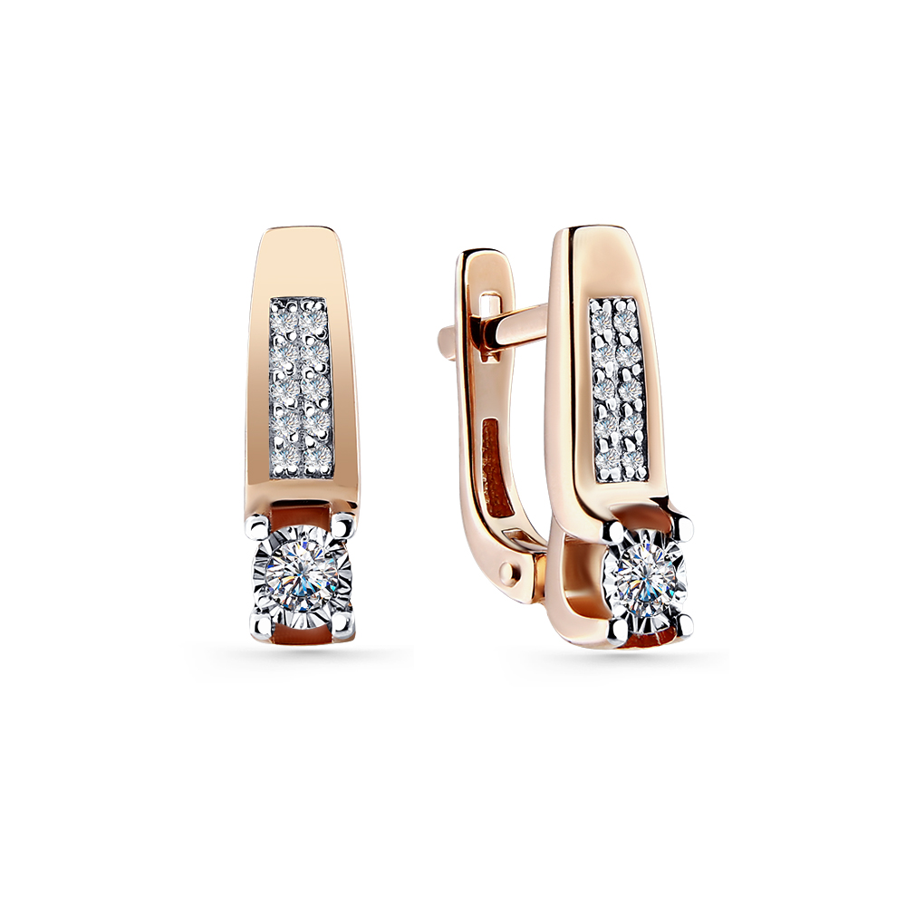 Серьги из красного золота с бриллиантам Ювелирное изделие - Серьги из красного золота с бриллиантам в магазине Best-Gold 141682