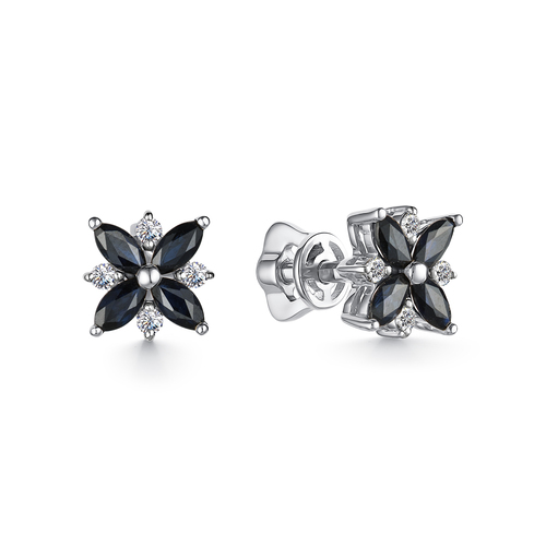 Серьги из белого золота с сапфирами и бриллиантами Ювелирное изделие - Серьги из белого золота с сапфирами и бриллиантами в магазине Best-Gold 029142