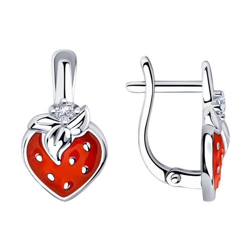 Серьги из серебра с фианитами и эмалью Ювелирное изделие - Серьги из серебра с фианитами и эмалью в магазине Best-Gold 012786