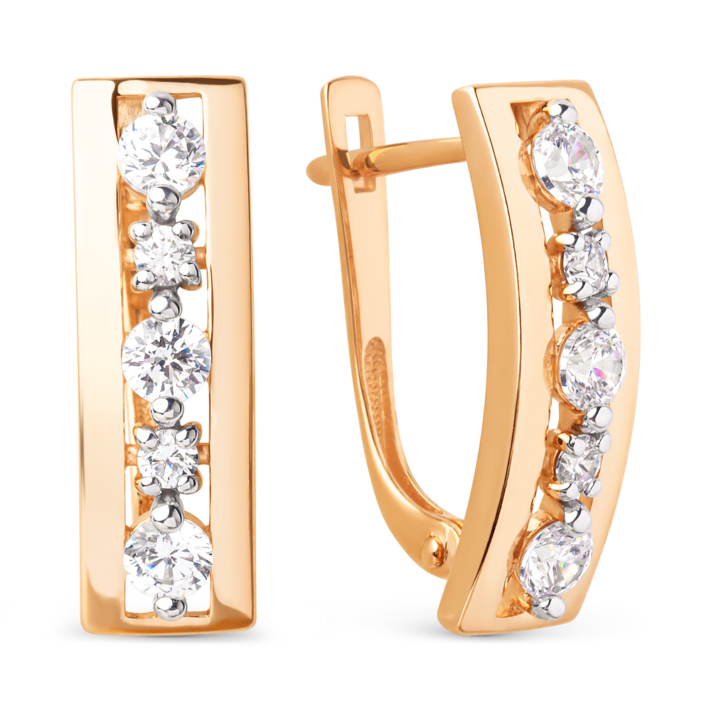 Серьги из красного золота с фианитами Ювелирное изделие - Серьги из красного золота с фианитами в магазине Best-Gold 145432