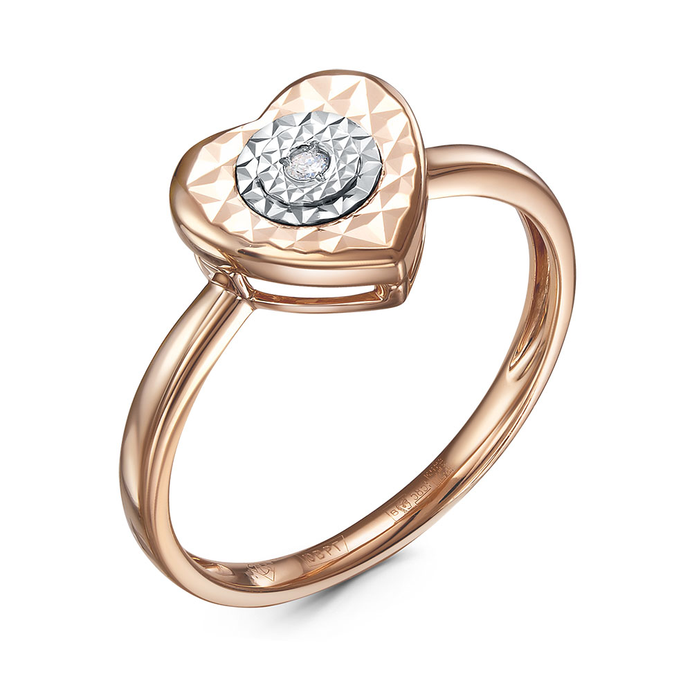 Ювелирное изделие - Кольцо из красного золота с бриллиантом в магазине Best-Gold 153874