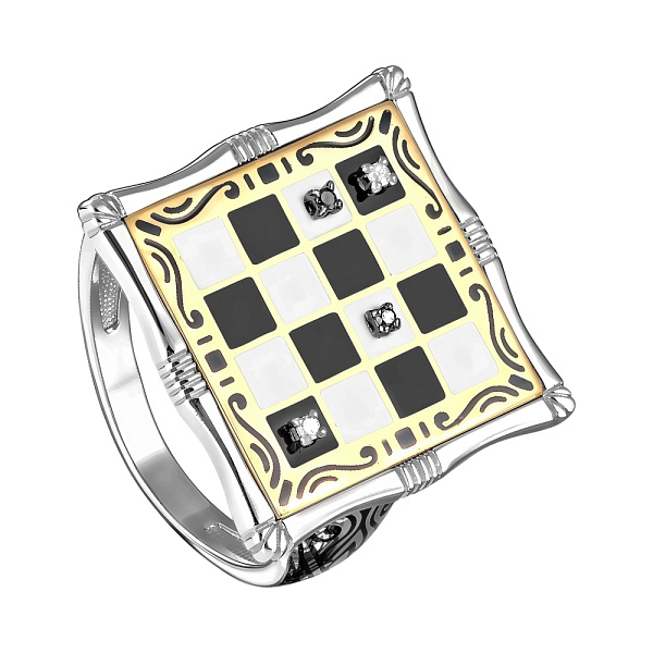 Кольцо из серебра с бриллиантами