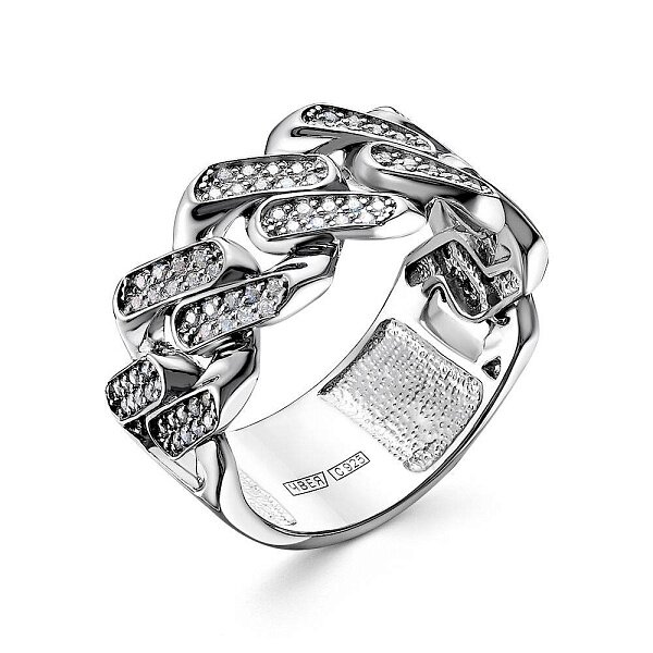 Кольцо из серебра с фианитами